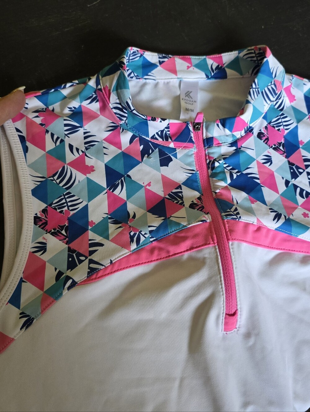 Kyodan Women’s White & Pink Zip-Front GOLF Top